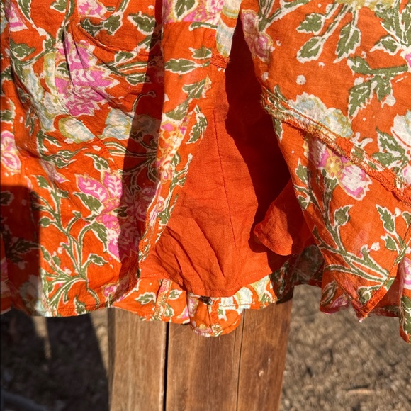 Free people mini skirt floral fully lined side zip - Picture 3 of 4